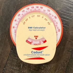 VINTAGE Drug Rep Pharma Advertising BMI Calculator Fridge Magnet Caduet